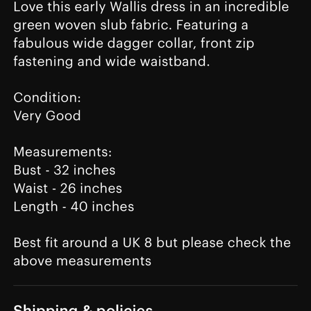 Pristine 1970s Wallis Dagger Collar Dress (a gorgeous green!) - Picture 9 of 9